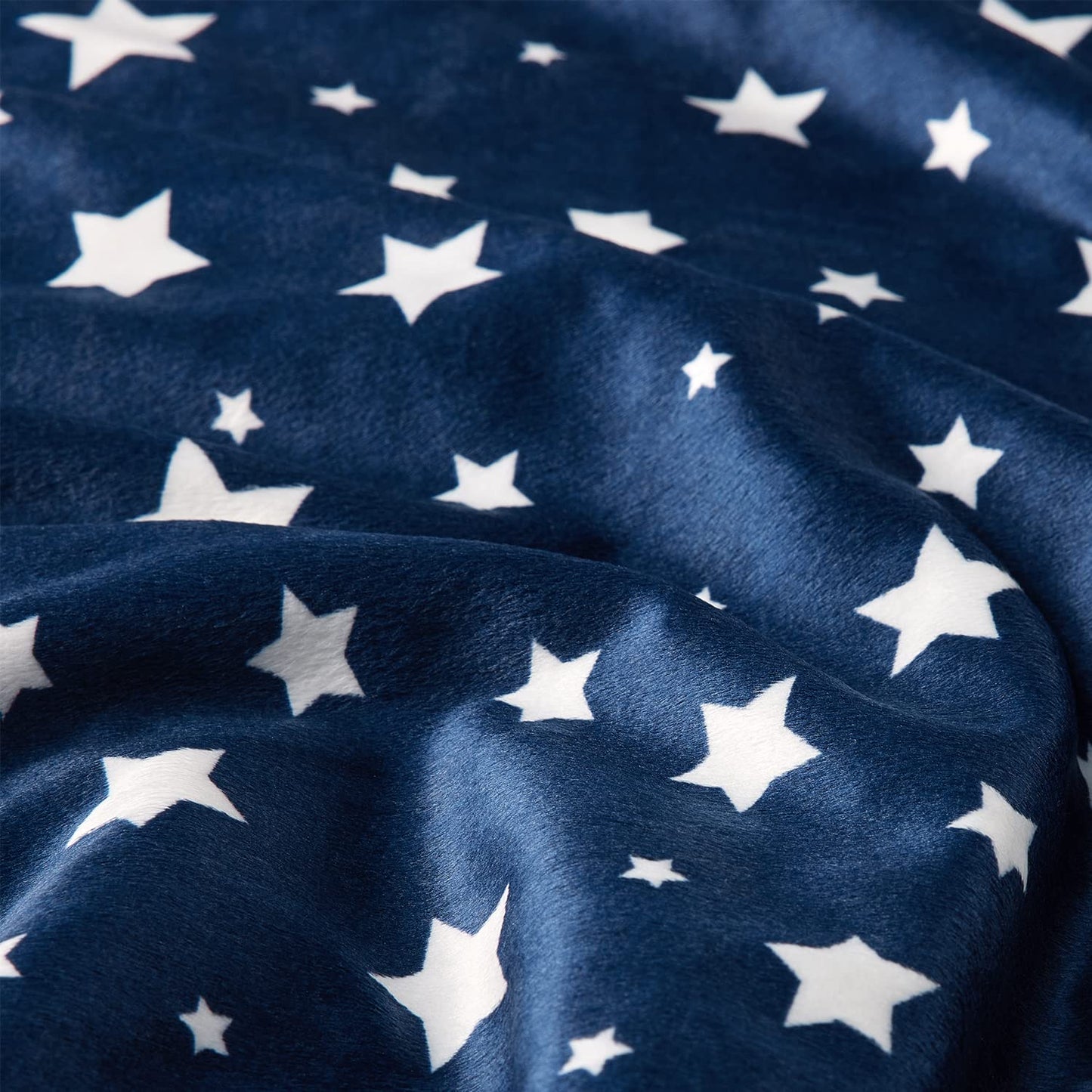 Silky Micro Soft Plush Baby Blankets Unisex with Print Star Pattern and Soothing Raised Dots, Double Layer Bed Throws for Toddler Cot, Star, Navy, 50X60 Inches