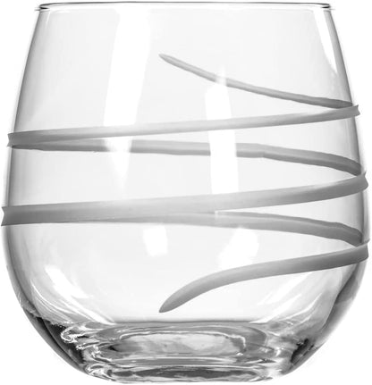 Twist Stemless Red Wine Glass 16.75 Oz - Made in the USA - Tumbler Wine Glasses - Lead-Free Glass - Etched Stemless Wine Glasses (Set of 2)