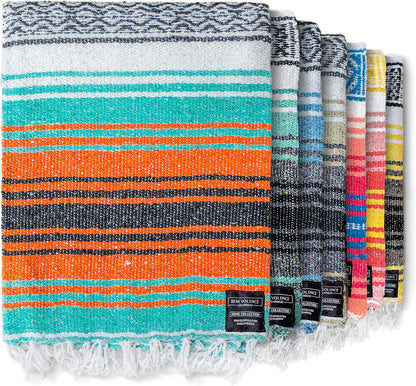 Authentic Handwoven Mexican Blanket | Yoga Blankets, Outdoor, Picnic, Beach, Camping | Equestrian Saddle | Serape 50X70 Inches - 1 Blanket