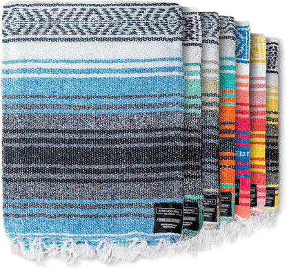 Authentic Handwoven Mexican Blanket | Yoga Blankets, Outdoor, Picnic, Beach, Camping | Equestrian Saddle | Serape 50X70 Inches - 1 Blanket