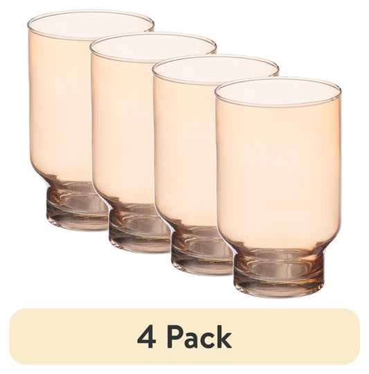 (4 Pack)  17Oz Pedestal Drinking Glass, Amber