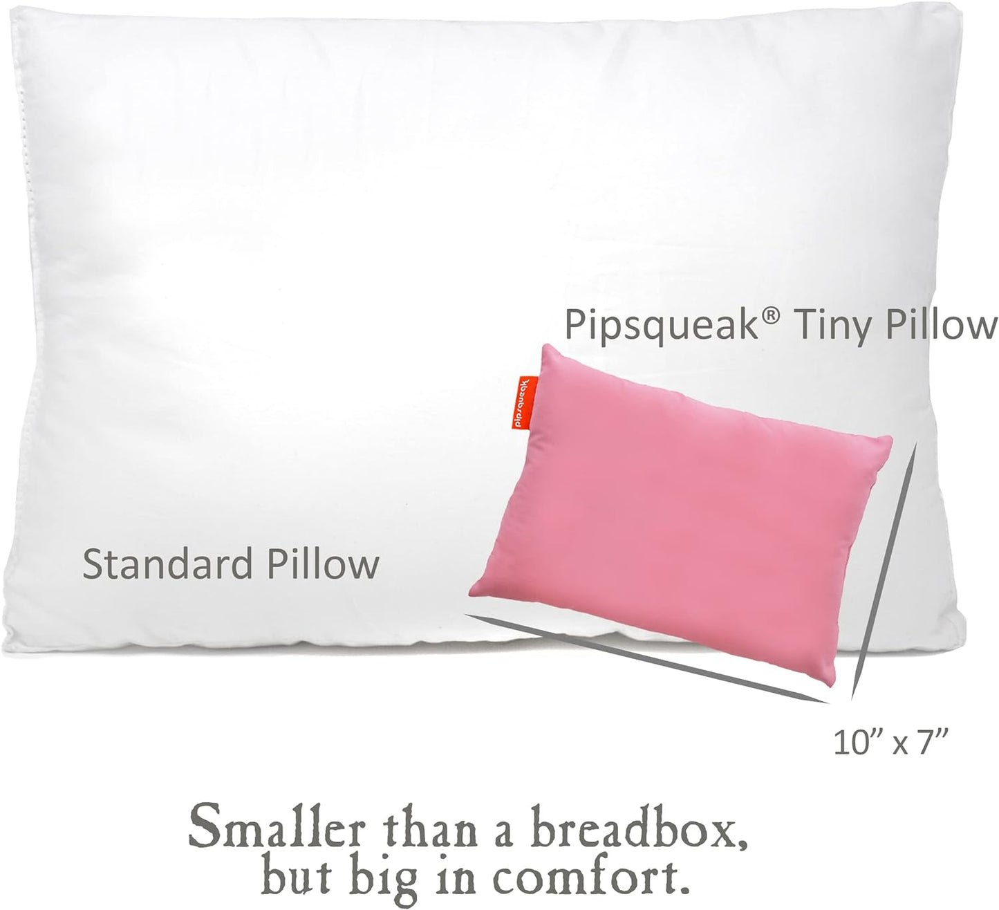 Pipsqueak Small Pillow - Mini 11 X 7 in - Tiny Pillow for Travel, Dogs, Toddlers, Kids, Lumbar, Knees and Neck - Pink