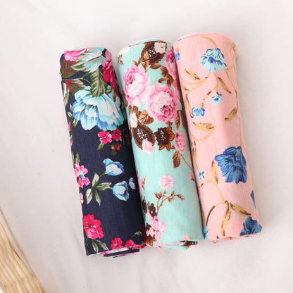 BQUBO Newborn Floral Receiving Blankets 3 Sets Newborn Baby Swaddling with Bow Headbands Sleepsack Toddler Warm Shower Gift