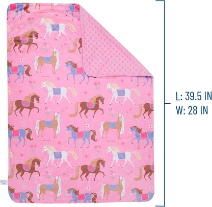 Plush Throw Blanket for Toddler Boys and Girls, Perfect Size for Daycare and Ideal for Travel, Super Soft Throw Blankets Measures 39.5 X 28 X 0.5 Inches (Horses)