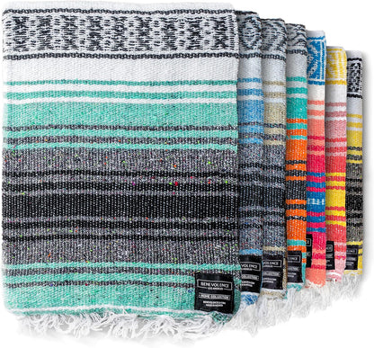 Authentic Handwoven Mexican Blanket | Yoga Blankets, Outdoor, Picnic, Beach, Camping | Equestrian Saddle | Serape 50X70 Inches - 1 Blanket